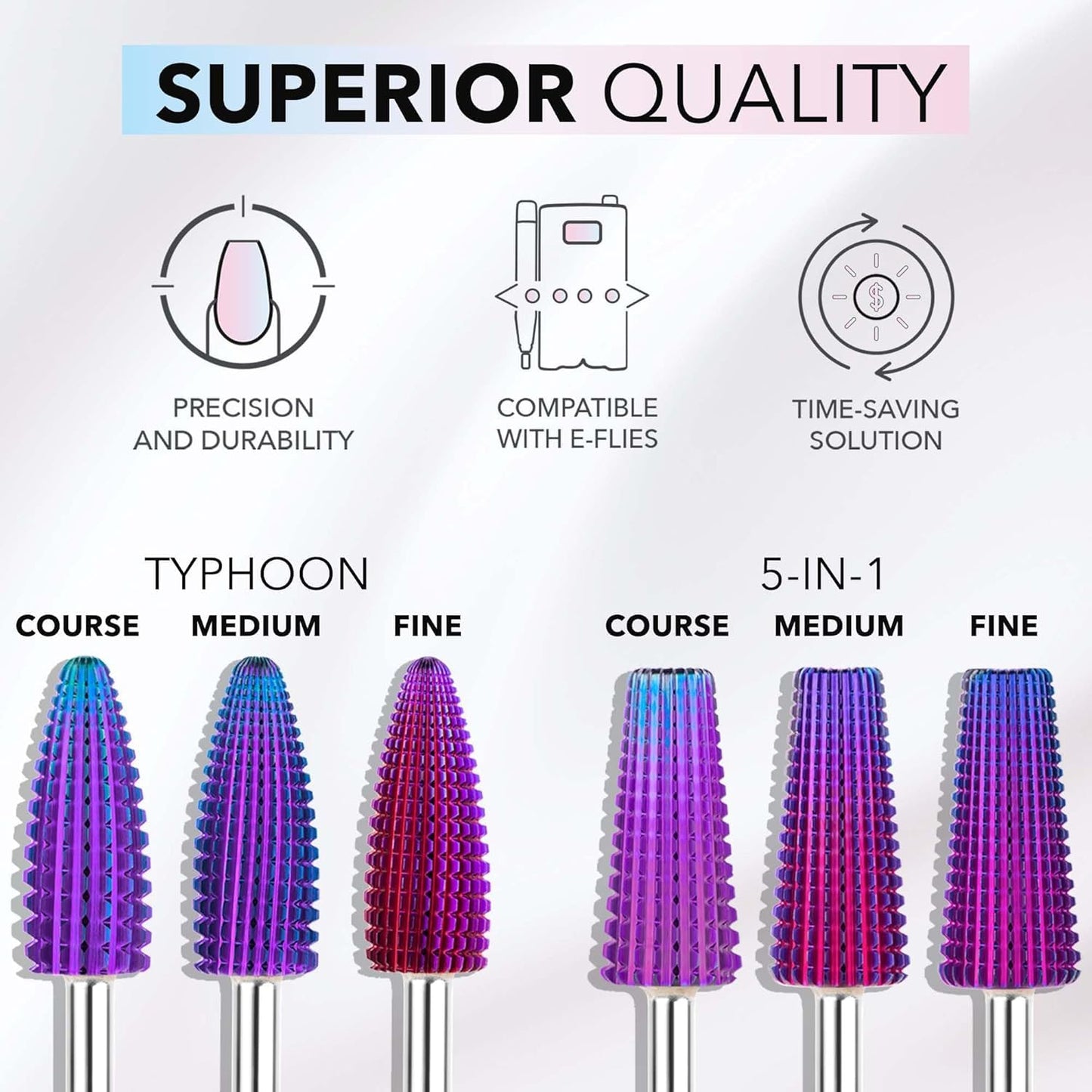 Kiara Sky Purple Drill Bits for E-File Nail Drill (Large Barrel (Coarse))
