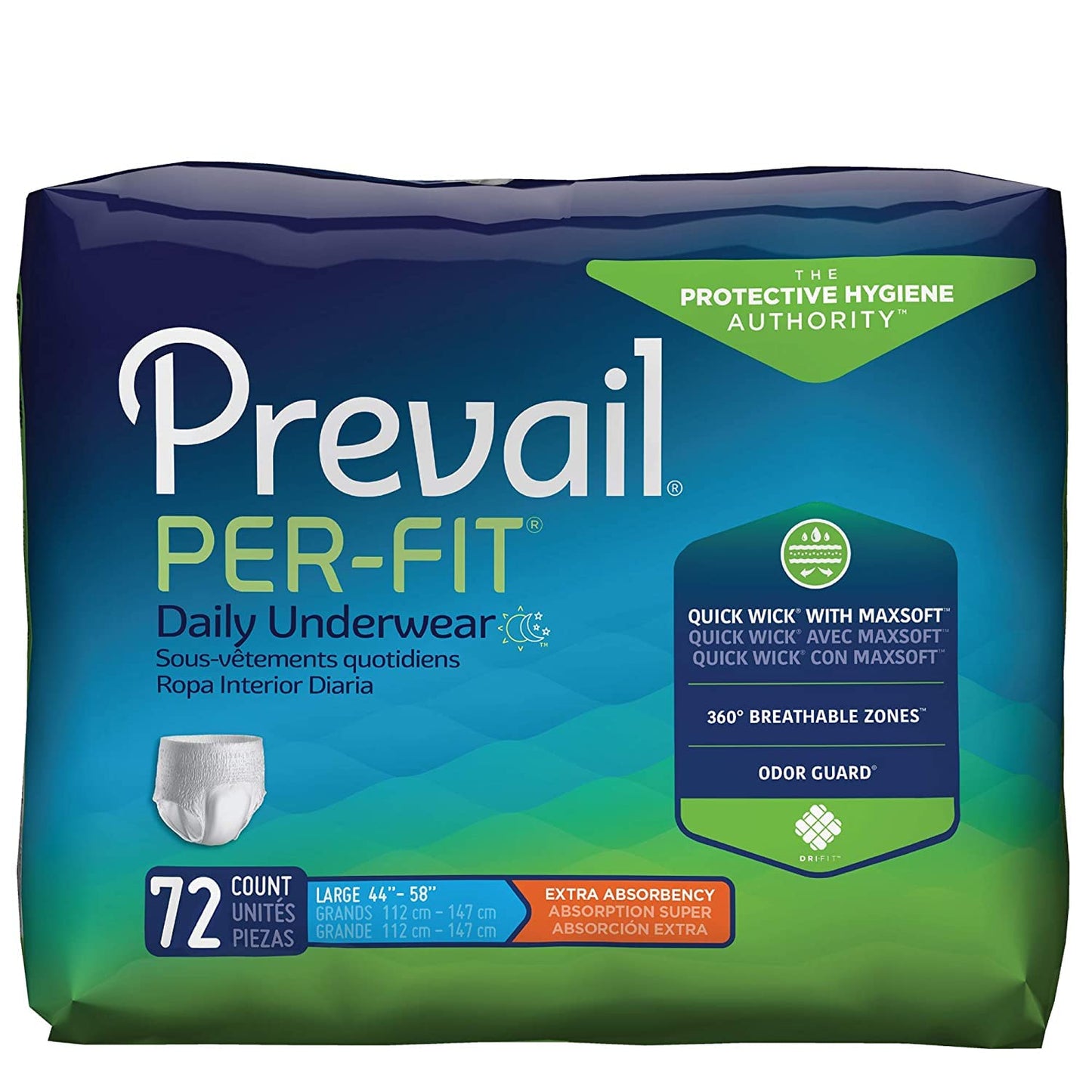 Prevail Per-Fit Extra Absorbency Incontinence Underwear, Large, 18-Count (Pack of 4)