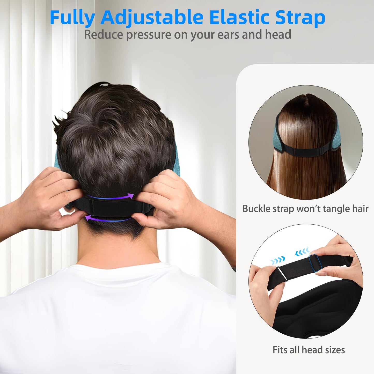 3D Sleep Mask with Bluetooth Headphones, Sleeping Headphones for Side Sleepers, Zero Eye Pressure, Adjustable Sleep Eye Mask, Ultra-Thin Stereo Speakers Perfect for Sleeping-Peacock Blue