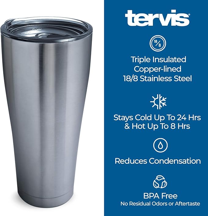 Tervis Made in USA Double Walled Clemson University Tigers Insulated Tumbler Cup Keeps Drinks Cold & Hot, 16oz, Emblem