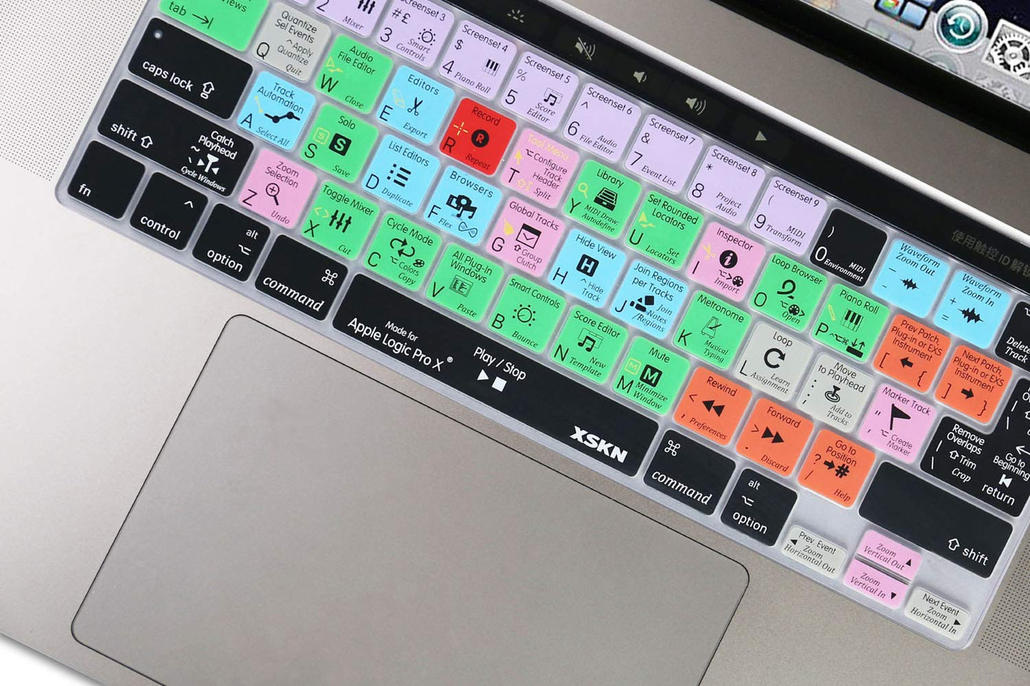 Xskn Logic Pro English Silicone Shortcuts Keyboard Cover Skin For Touch Bar Models 2019 Macbook Pro 16 Inch A2141 2020 Macbook P