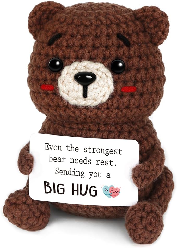 Glydein Get Well Gifts for Women After Surgery, Handmade Positive Bear Crochet Decor, Thinking of You Feel Better Gift for...
