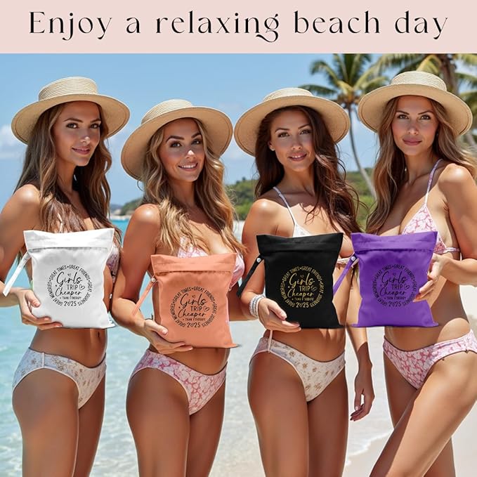 4Pcs Girls Trip Gifts Wet Dry Bag, Aloha Bags Beach Bag Wet Bag Favors, Sunscreen Bags Swimsuit Toiletry Travel Essentials For Women, Beach Travel Laundry bags for Dirty Diaper Swimsuit Gifts