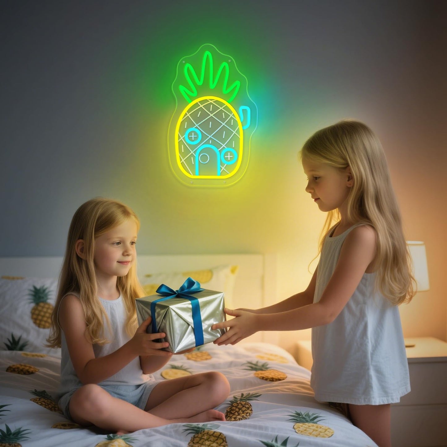 Pineapple House Neon Sign Dimmable Led Under Sea Pineapple Neon Light For Wall Decor Ocean Theme Kids Room Bedroom Gift