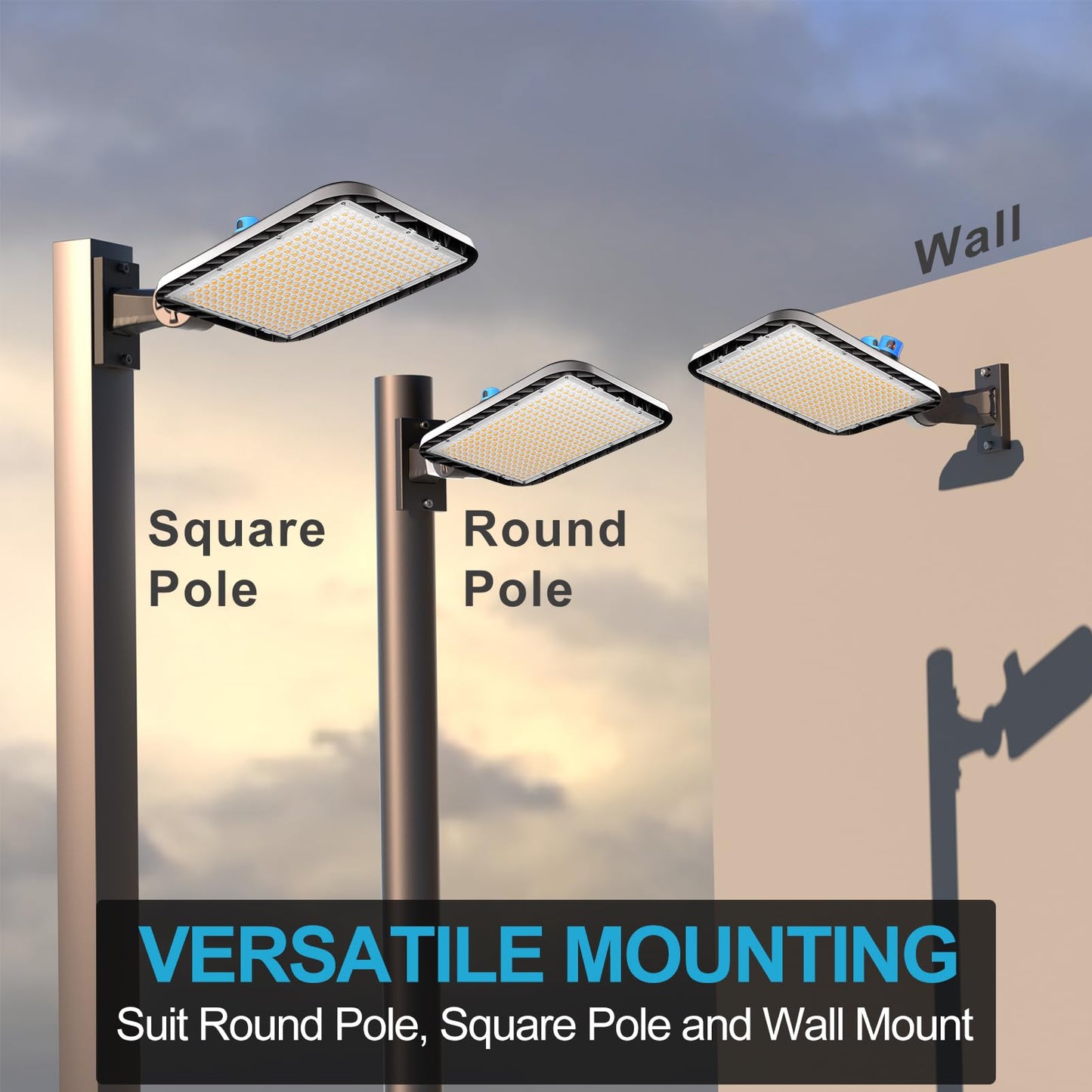 Lightdot 500W Parking Lot Lighting 75000Lm 5000K Led Parking Lot Lights With Dusk To Dawn Photocell  Ip65 Waterproof Arm Mount-2Pack (Coverage: 66~121Ft At Height:30~55Ft)