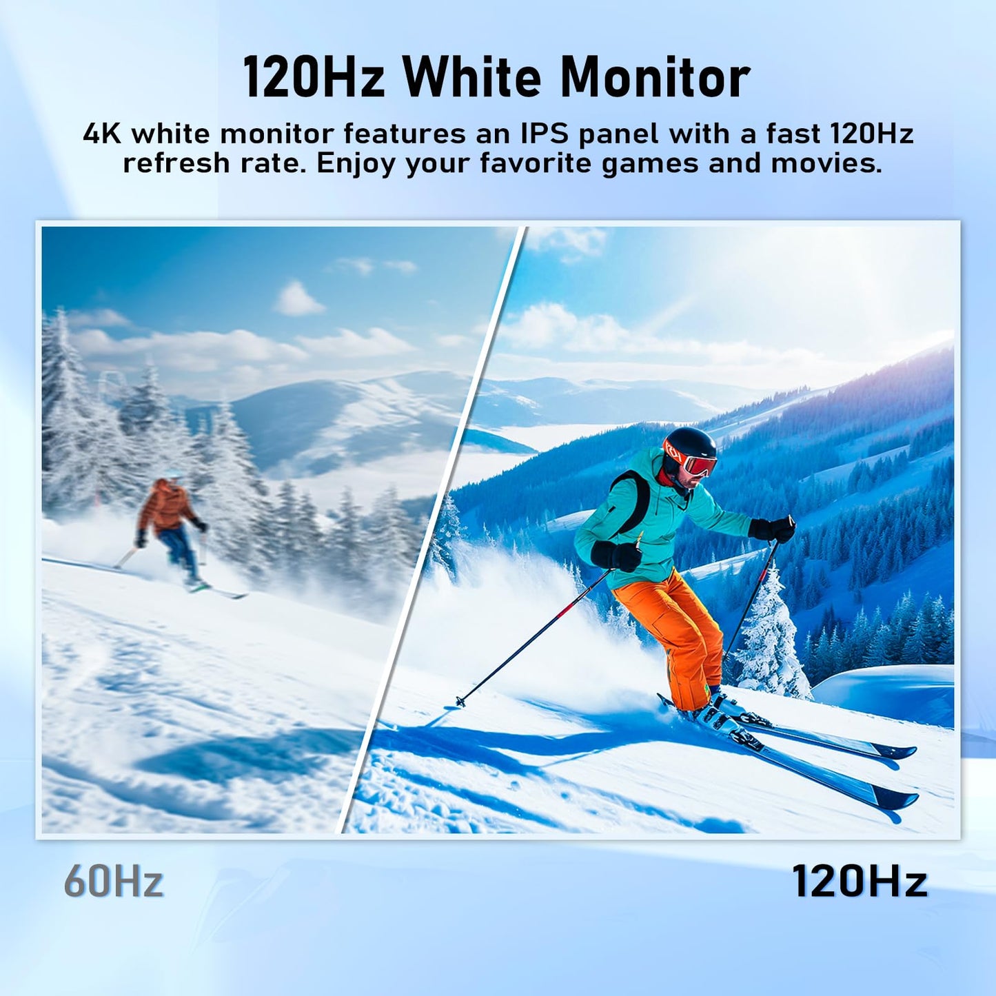 FYHXele 27 inch 4K Gaming Monitor, UHD 3840x2160 Fast IPS Panel Computer PC Monitor, 120Hz, 100% sRGB, FreeSync & G-Sync, HDR 400 Support, HDMI 2.1 & DP 1.4, VESA Mountable-White