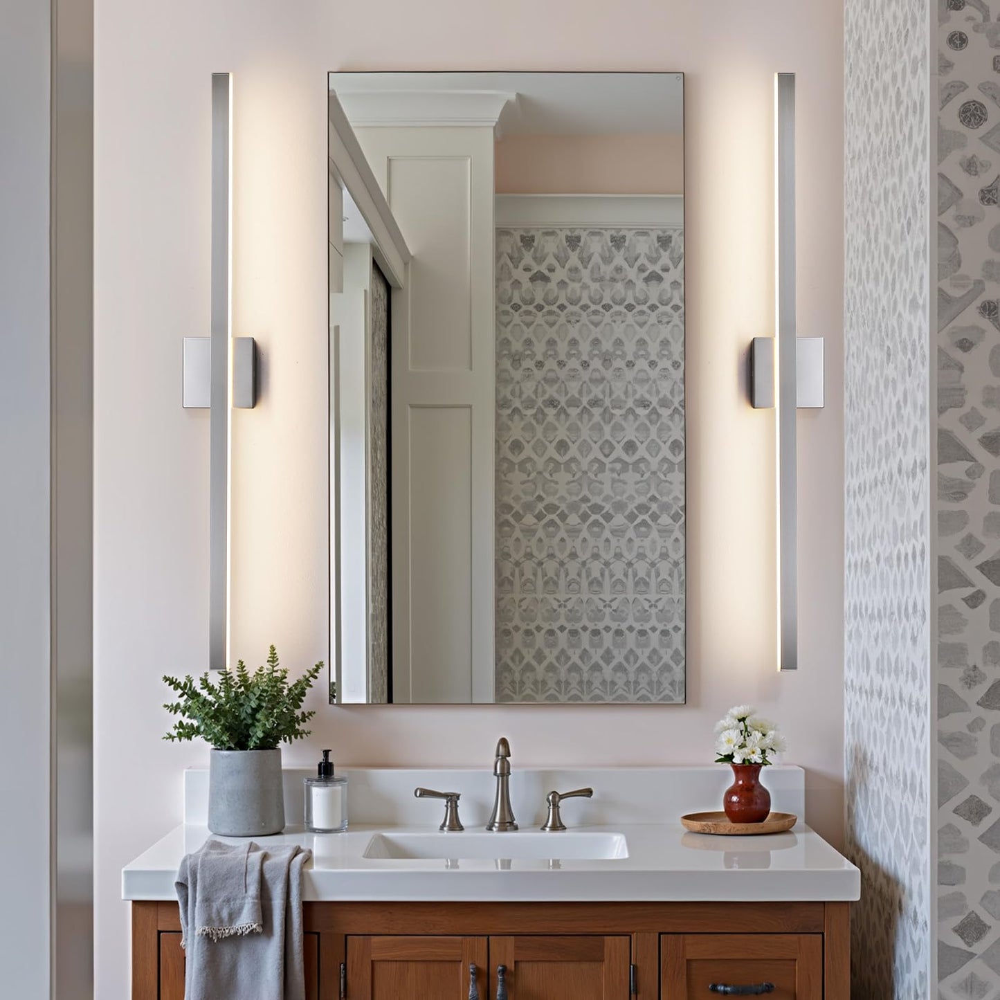 Kaisite Brushed Nickel Vanity Light For Bathroom Above Mirror 39 Inch Led 5Cct Bathroom Lighting Fixtures Dimmable Modern Bath Wall Light Fixture Over Mirror