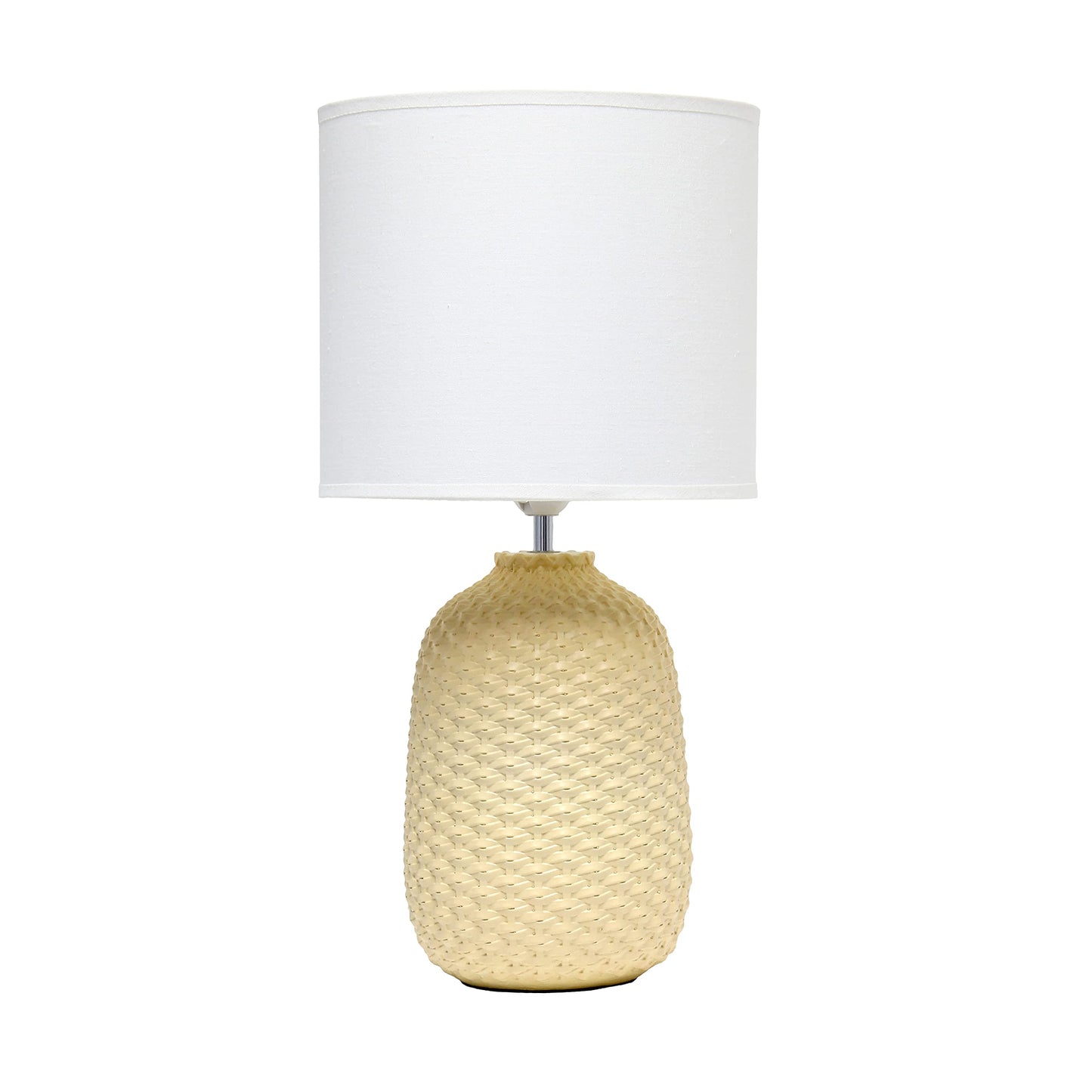 Simple Designs LT1135-YLW Ceramic Bedside Table Desk Lamp 20.4in Tall Yellow with White Fabric Drum Shade