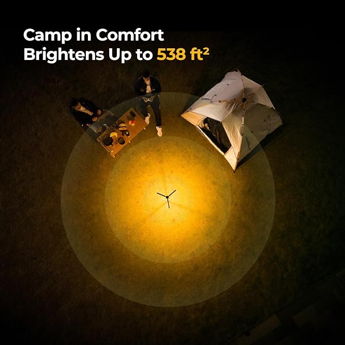 BougeRV Telescopic Camping Light, 15600mAh Collapsible Outdoor Light, Rotatable Electric Lantern, IP54 Waterproof Flashlight, Cordless Camping Tent Lamp for Emergency, Camping, Hiking(Black)