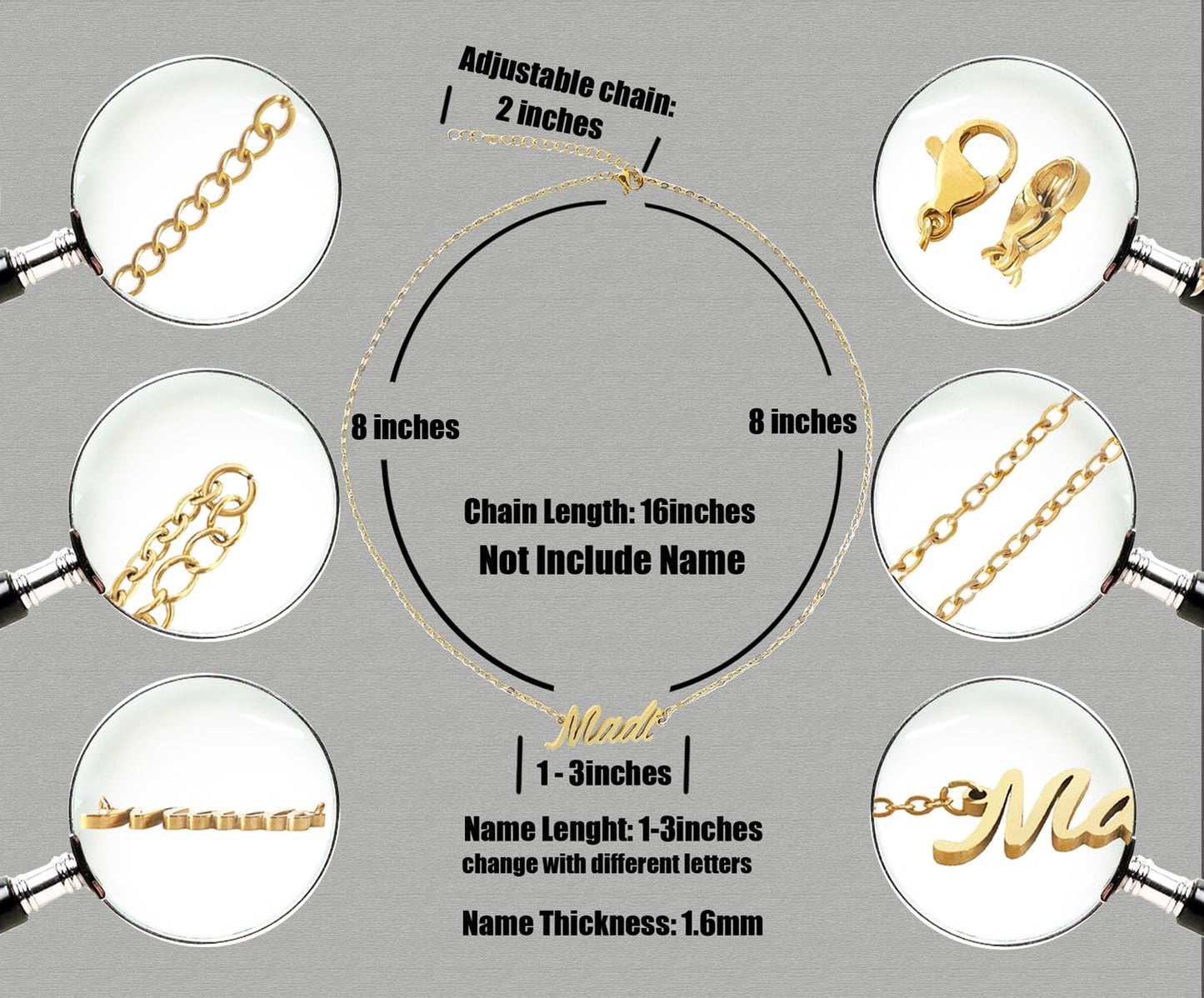 Aoloshow 18k Gold Plated Katherine Name Necklace Womens Initial Nameplate Necklaces Stainless Steel Jewelry for Christmas