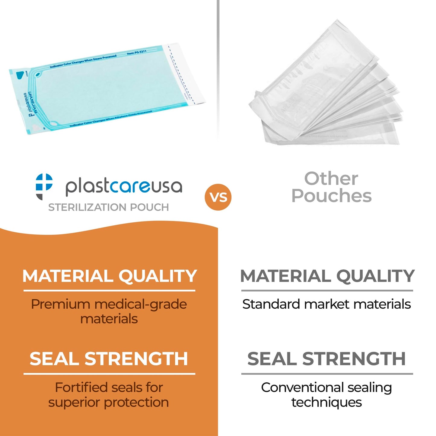 200 5.25 x 10 Self Sealing Sterilization Pouches - Autoclave Sterilizer Bags Pouch for Sterilizing Dental Medical Instruments and Cleaning Tools - Latex-Free, Color Changin Indicator by PlastCare USA