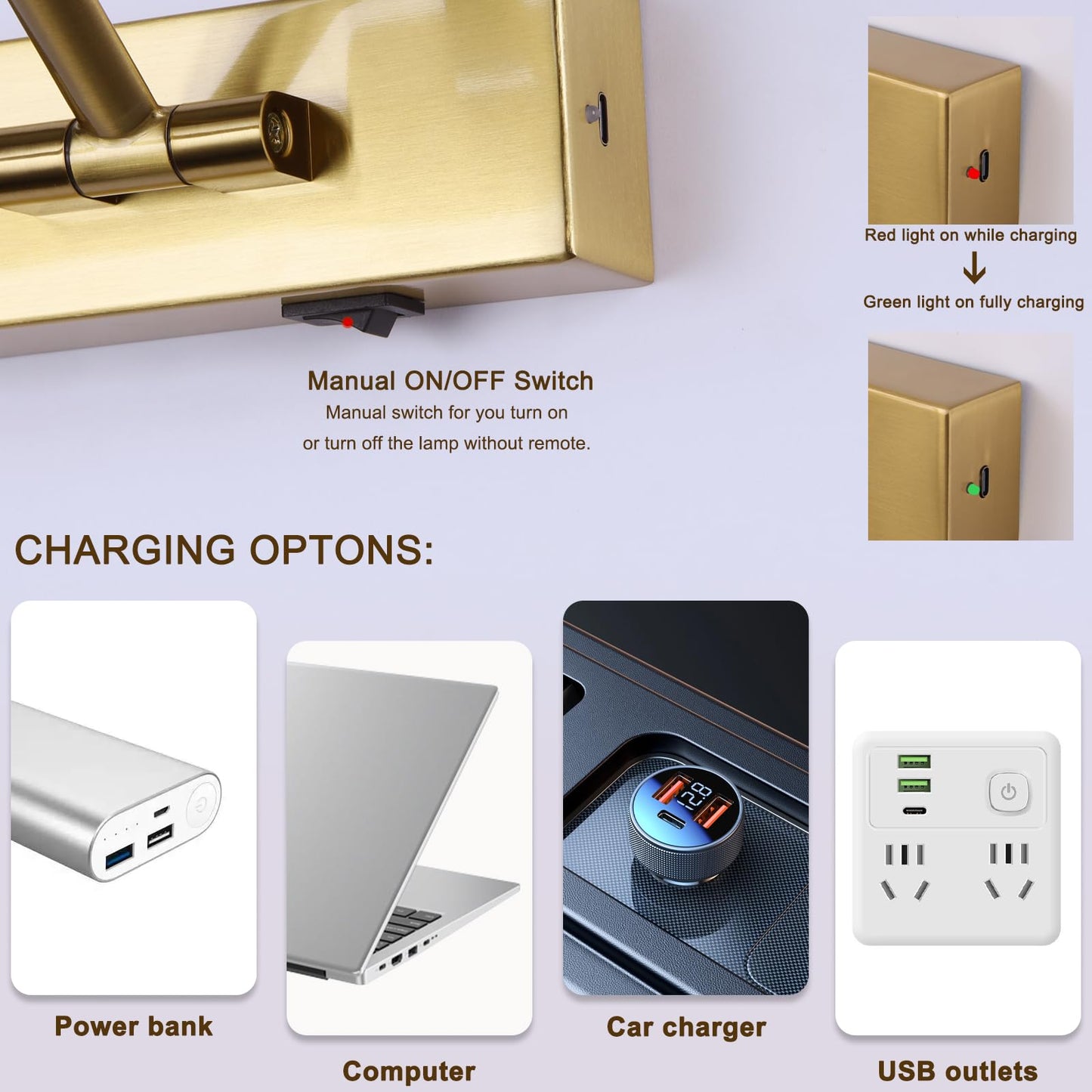 Yumcrelect 5W Led Wireless Picture Lights With Remote And Timer 23.6 Inch Rechargeable Brass Gallery Lighting Battery Operated Art Lights Over Frame Portrait