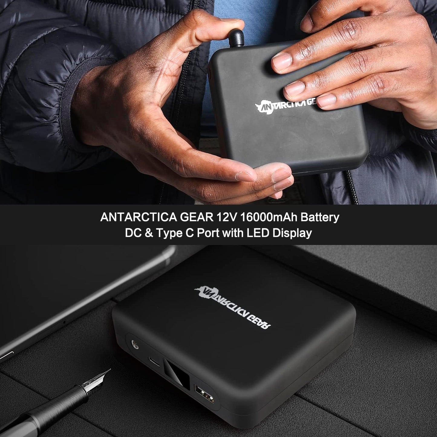 ANTARCTICA GEAR Heated Jacket, Lightweight Heating Jackets with 12V/5A Power Bank, 6 Areas Winter Coat for Men and Women