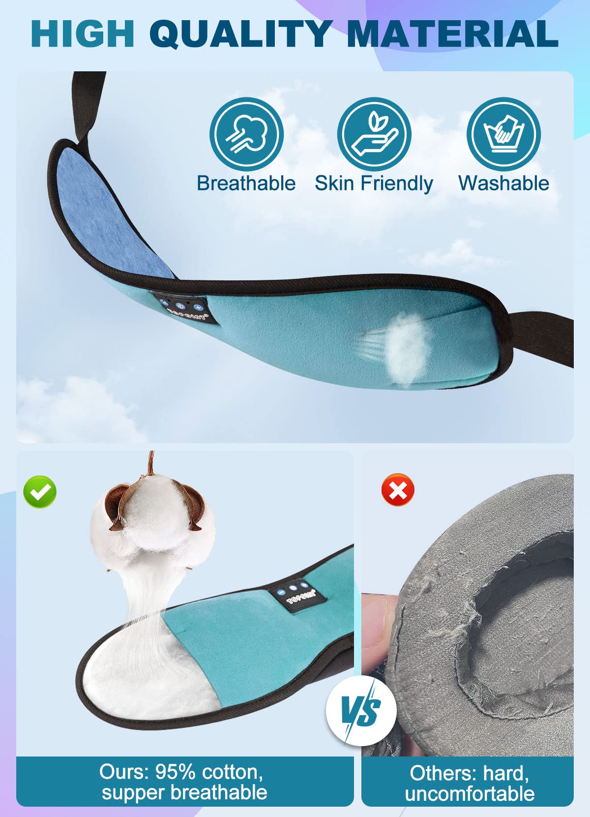 TOPOINT Sleep Mask with Headphones Bluetooth 5.4 Wireless, Sleep Headphone with Microphone Built-in HD Speakers Music, Eye Mask for Sleeping Travel Meditation for Men Women Girl Cool Gadgets