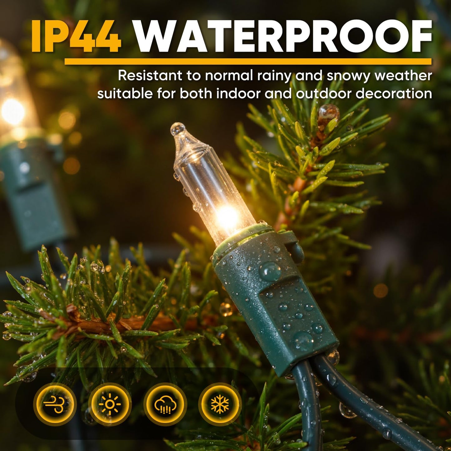 Oolaloo 50-Count White Christmas Lights With Green Wire  13Ft Incandescent Bulbs Mini String Lights Connectable For Indoor  Christmas Tree  Outdoor  Classroom  Party  Garland  Xmas
