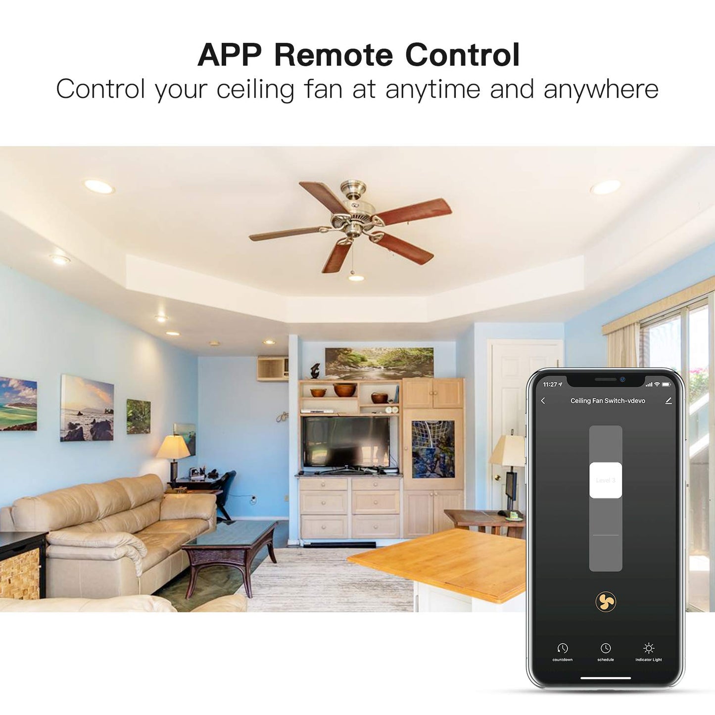 Treatlife Smart Ceiling Fan Control, 4 Speed Fan Switch For Ceiling Fan, Neutral Wire Required, 2.4Ghz Wifi Smart Fan Switch Wor