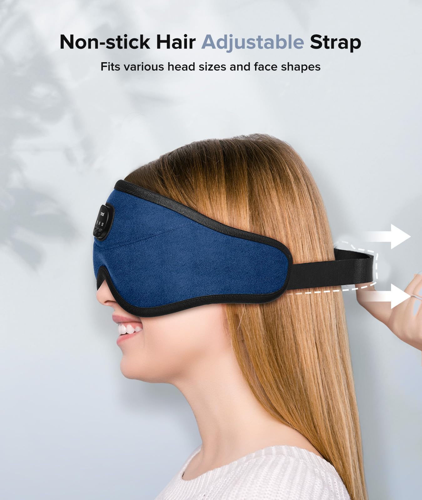 TOPOINT Sleep Mask with Bluetooth Headphones, 3D Eye Mask for Sleep Headphones with White Noise, Total Blackout, 5.4 Bluetooth, Timer, 15 Hours for Women Men, Travel, Meditation, Nap, CPAP Users