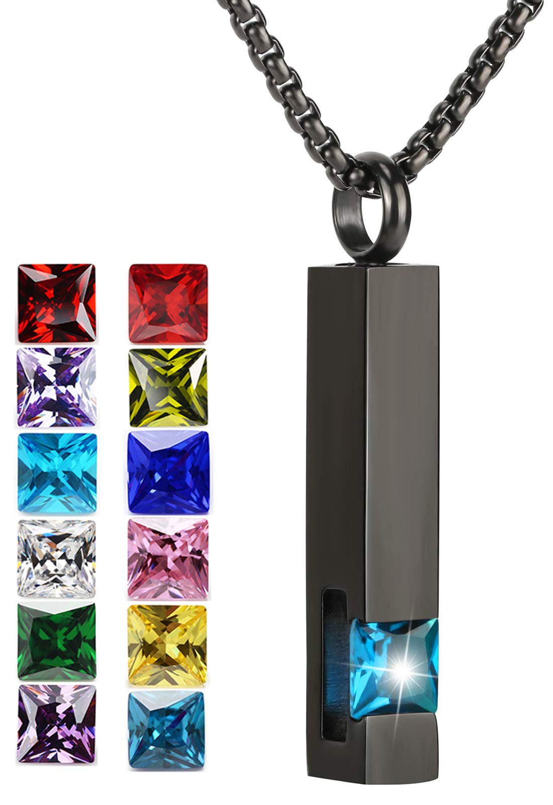 YOUFENG Urn Necklaces for Ashes Birthstone Cube Urns for Human Ashes Memorial Cremation Urn Locket Keepsake Ashes Jewelry (Decem