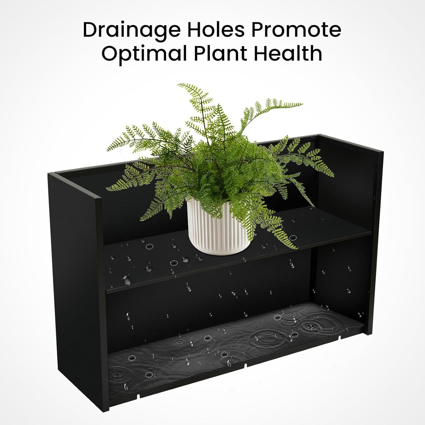 Heavy-Duty Steel Planter Box 38”x12”x24”, Rust-Resistant Large Outdoor & Indoor Plant Container, Metal Garden Box with Drainage Holes & Reinforced Edges