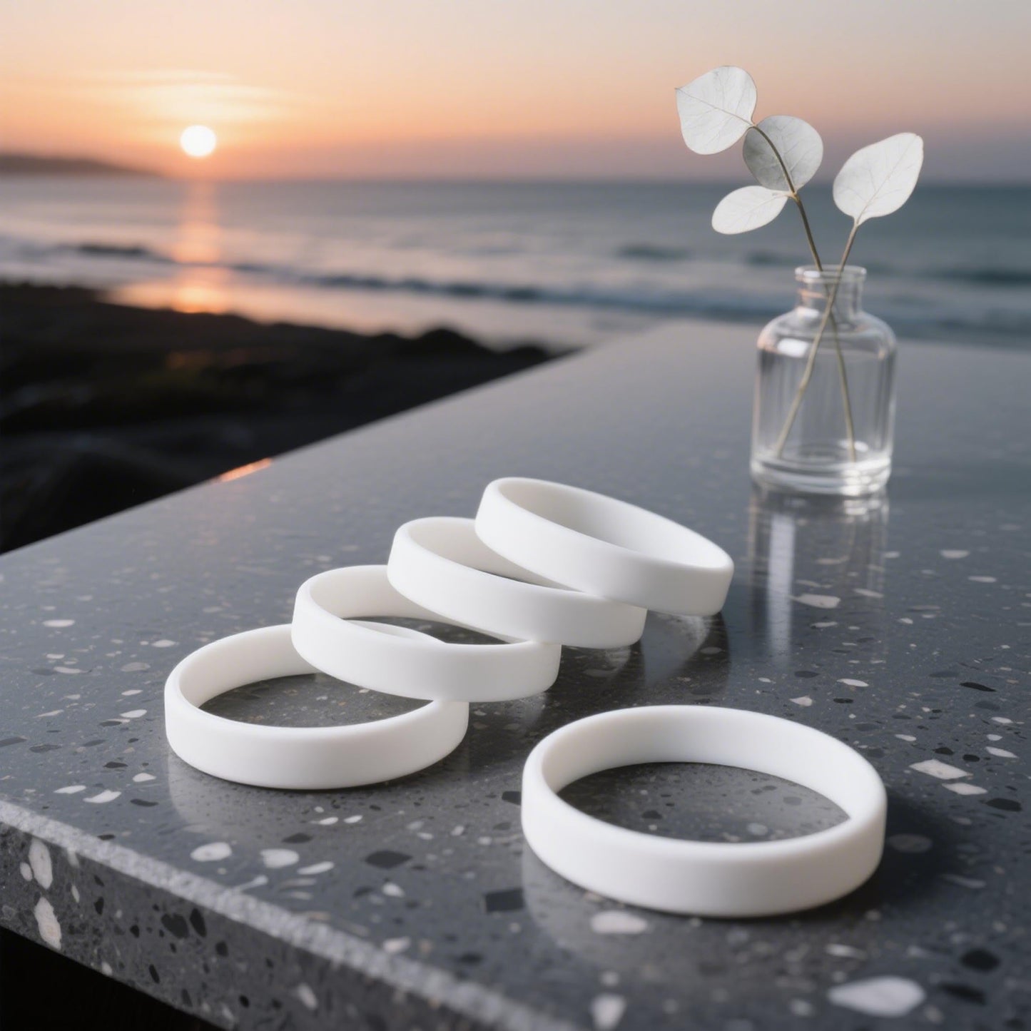 Lesnala 24Pcs White color blank silicone bracelet Solid color rubber wristbands Stretch wristbands for events Men Women Teen Gam