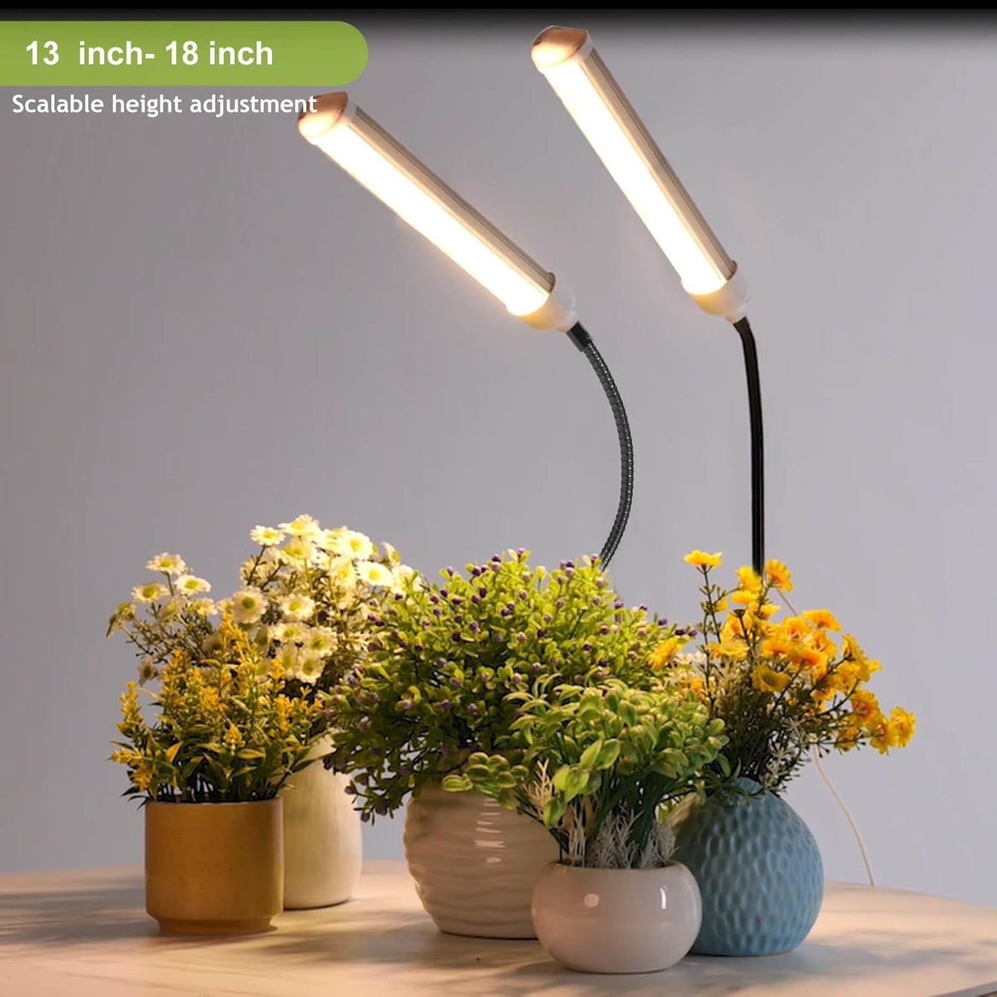 Grow Lights for Indoor Plants 10 inch Lamp Full Spectrum Desk LED Grow Light with Base for Indoor Plant Growing Lamp, Adjustable Gooseneck, Suitable Plants Growth (Without USB Plug) (105 LEDs)