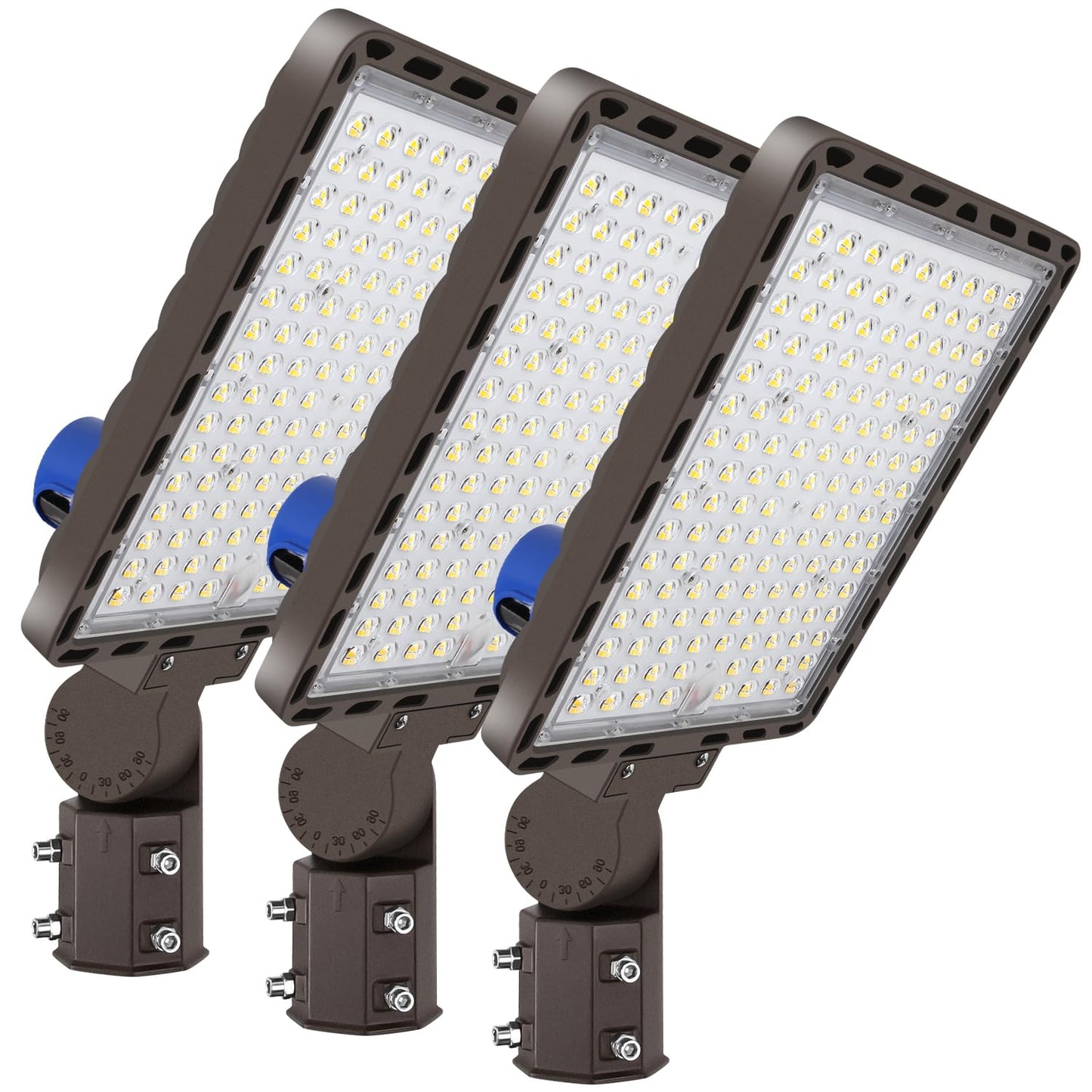 Ledmo 350W Led Parking Lot Light Adjustable Slip Fit Mount Led Parking Lights Photocell Super Bright Waterproof Outdoor Street Commercial Area Lighting 52500Lm 3 Pack For Sport Yard Stadium