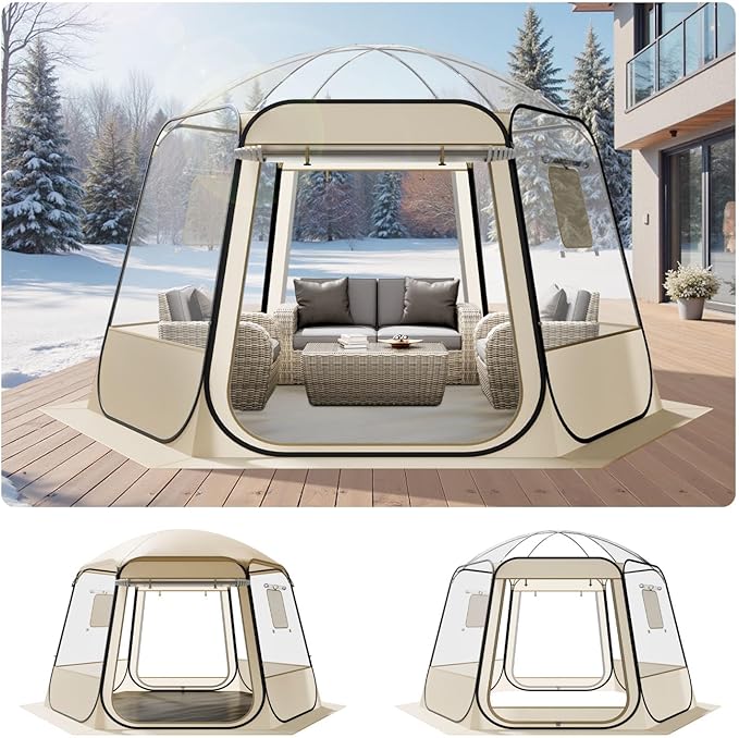 VEVOR Pop up Sports Tent, 8 Sizes Optional Clear Bubble Tent for 1-6 Person, Waterproof Outdoor Pod with Floor Mat & Top C...