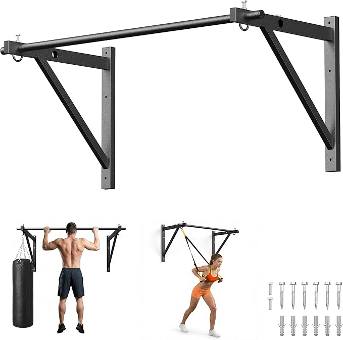 HANDBODE Pull Up Bar for Doorway and Wall Mount - Chin Up Bars for Home Gym, 39 in / 52 in Upper Body Workout Equipment wi...