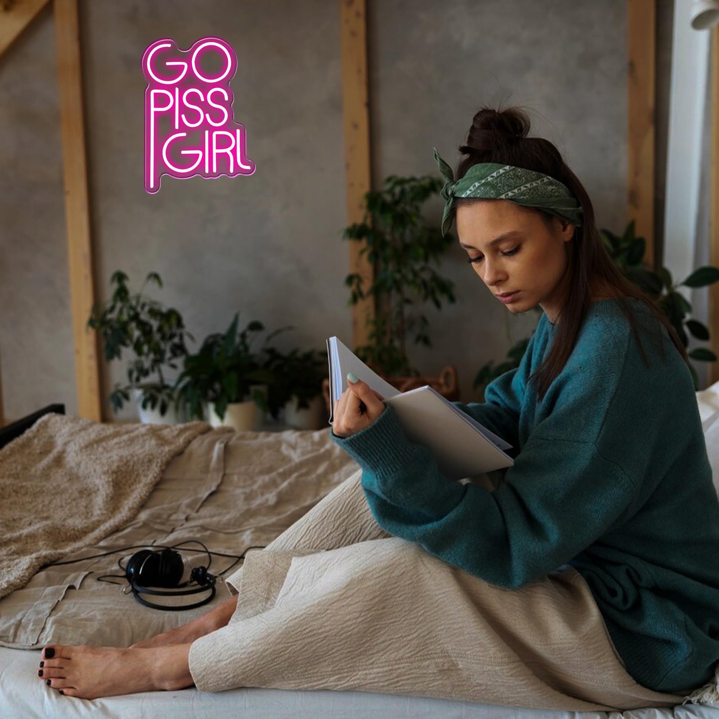 Go Piss Girl Neon Sign Funny Dimmable Led Light Up Sign Pink Aesthetic Pop Culture Wall Decor For Dorm Room  College Apartment  Bathroom  Party  Birthday Gift  Usb Powered(14.5 * 10.6In)
