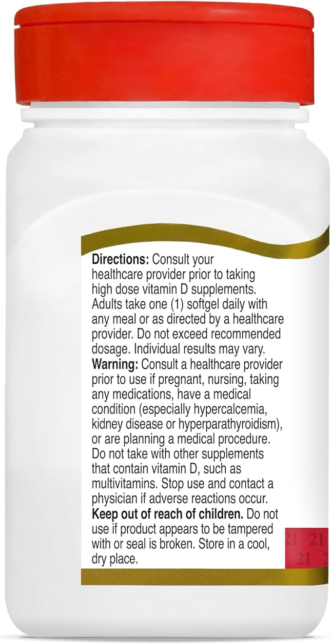 21st Century Vitamin D3 250 mcg (10,000 IU) Rapid Release Softgels, 110 Count (Pack of 2)