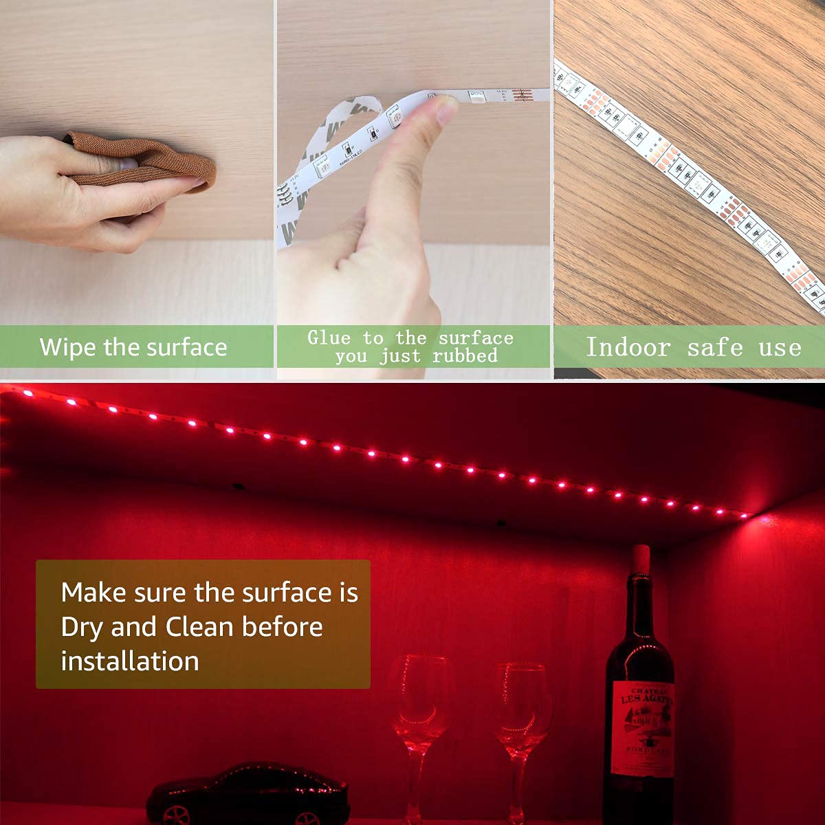 lawnko LED Strip Lights, 2m Battery Powered, 24 Keys Remote Control, Multicolor, 1 Pack