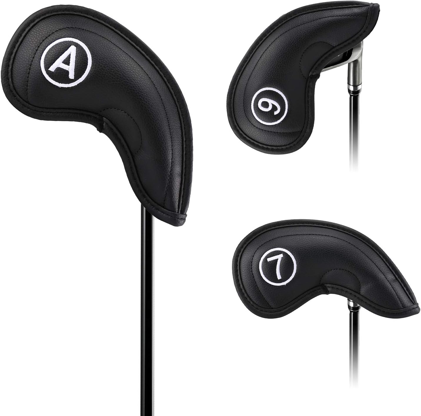 Golf Irons Club Head Covers, Golf 10pcs Set Thick PU Leather Waterproof Head Covers with Number Tag 3-9/A/P/S Fit Most Irons Club