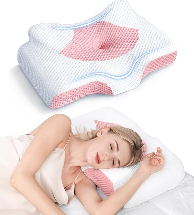 Osteo Cervical Pillow for Neck Pain Relief, Hollow Design Odorless Memory Foam Pillows with Cooling Case, Adjustable Ortho...