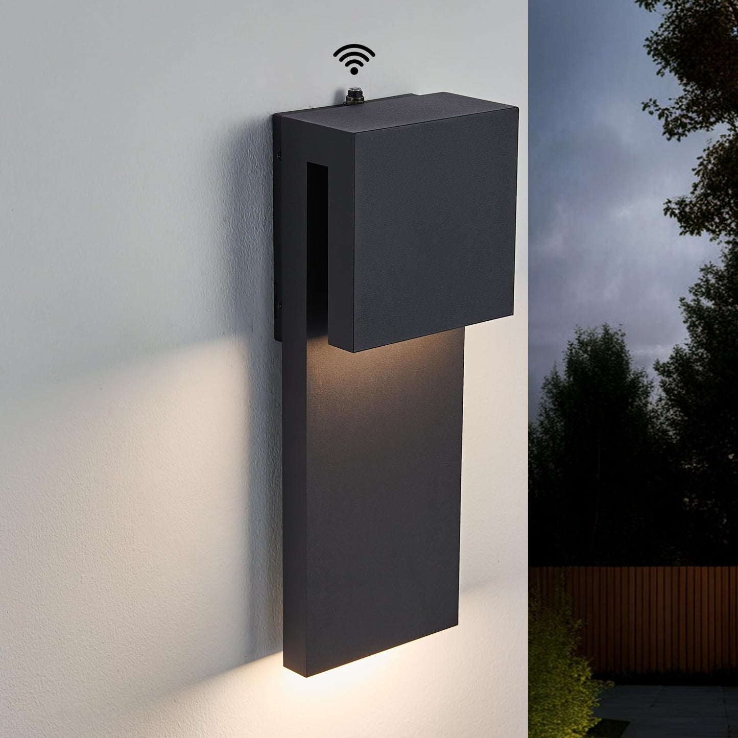 Tarentlight Dusk To Dawn Outdoor Lighting Fixture Wall Mount Modern Integrated Led 2-Light 17W  Exterior Sensor Front Porch Light Textured Black Anti Rust Outside Wall Lights For House Doorway Garage