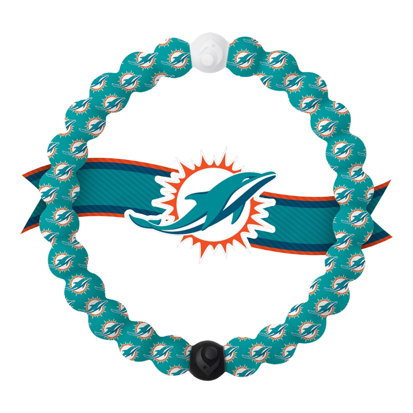 Lokai Silicone Beaded Bracelet for Men & Women, NFL Football Collection - Miami Dolphins, Extra Large - Silicone Jewelry Fashion