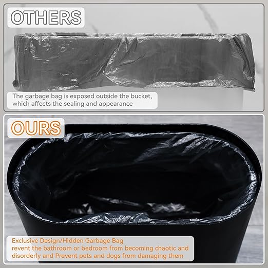 Yieach 12L Black Slim Bathroom Trash Can With Lid 3.17 Gallon,Skinny Small Kitchen Garbage Can and Pet/Dog Proof Trashcans for Office,RV,Bedroom and Dorm,Plastic Covered Trash Can and Wastebasket,1PCS