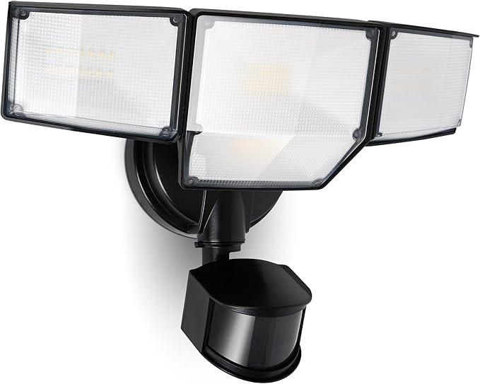 LUTEC 80W 9000LM LED Security Light Hardwire Motion Sensor Outdoor Lights, 4 Head LED Flood Lights Outdoor 5000K Daylight,...