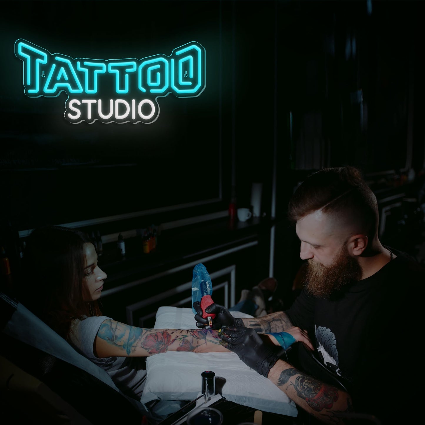 Tattoo Neon Sign Dimmable Tattoo Studio Neon Light For Tattoo Salon Studio Shop Business Logo Bedroom malt-inspired Bar Pub Garage Man Cave Decor Usb Powered Christmas Birthday Gift