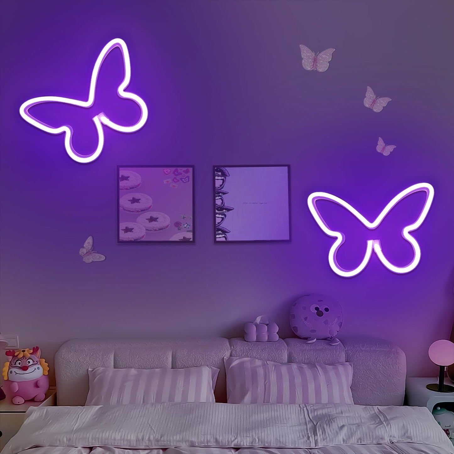 Ursamajor Butterfly Neon Sign - Purple Led Light For Bedroom & Party Decor - Usb/Battery Operated, Indoor Use