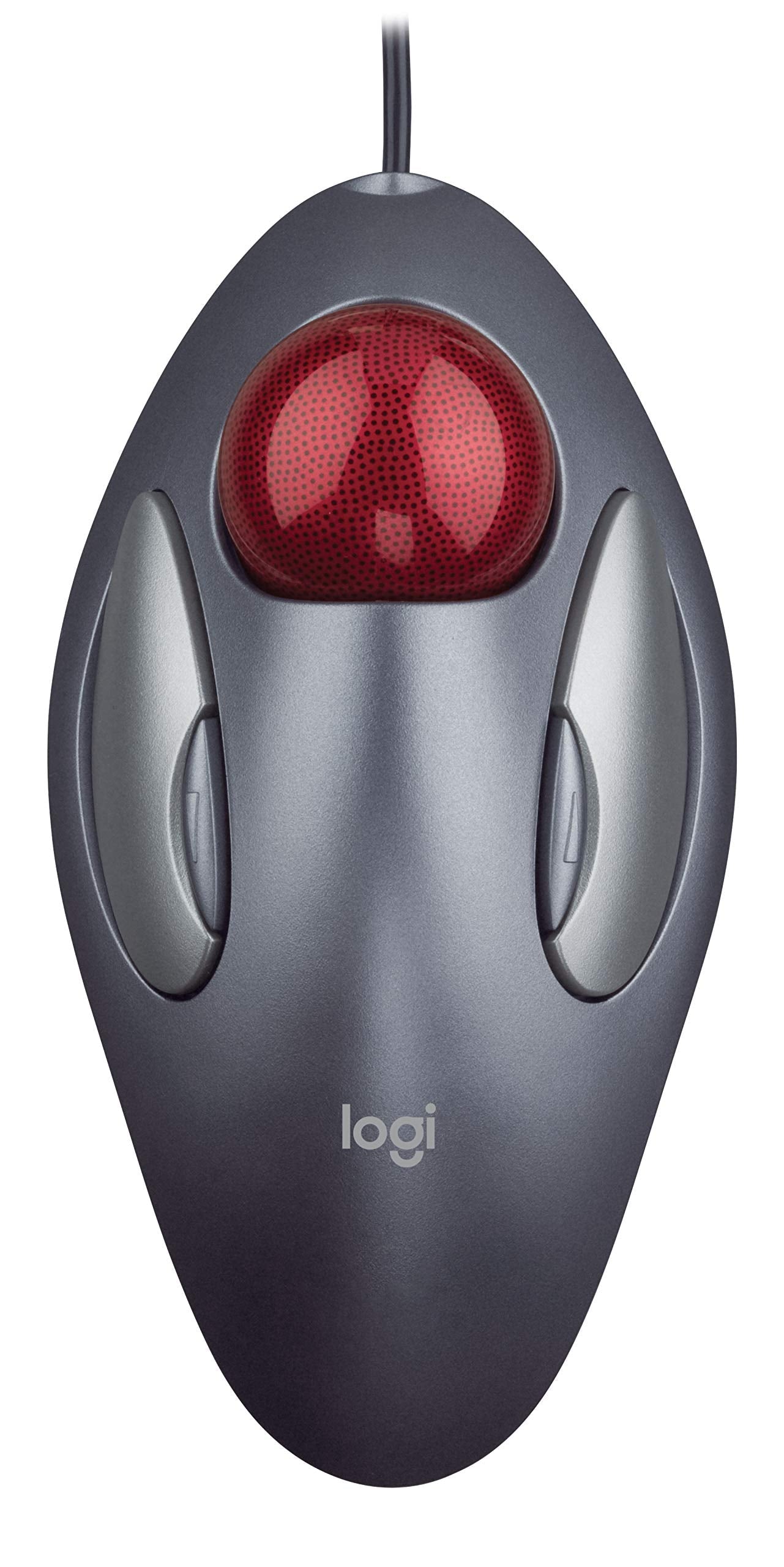 Logitech Trackman Marble Trackball Mouse - Wired USB, 4 Programmable Buttons, Dark Gray, Ergonomic Design, 3 3/8"x6 1/2"x1 3