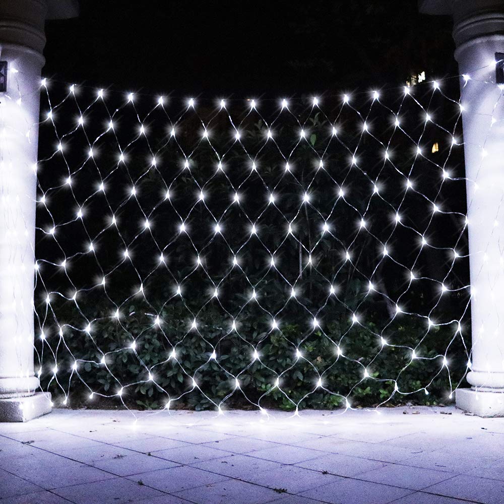 Vicila Led Net Lights Mesh Lights  240Led Timer Tree Warp Fairy Lights Outdoor Hanging String Light For Christmas  Halloween  Garden  Walkway  Bushes Decor-9.8Ft X 6.6Ft(White)