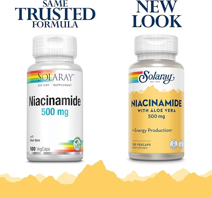 SOLARAY Niacinamide 500 mg | Vitamin B-3 | Energy Metabolism, Circulation, Nerve & Skin Health Support, 100 CT