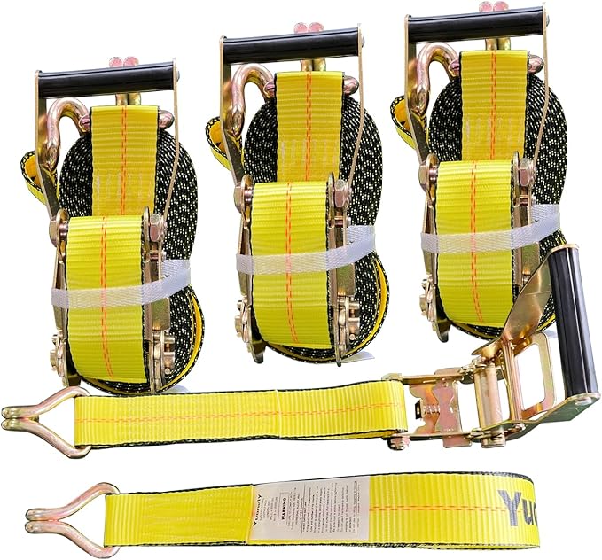 Yuoneiy Ratchet Straps Heavy Duty (4PK) 2" x 30' x 10000 lbs J Hook Tie Down Strap Ratcheting for Truck, ATV, UTV and Trailer