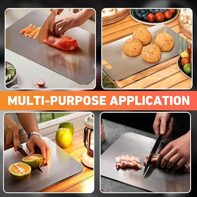 Tavano Titanium Cutting Board,100% Pure Titanium Cutting Boards for Kitchen,Food-Grade Double Side Available Non Toxic Chopping Board,Dishwasher Safe Hygiene Durable Boards(1PC-XL)