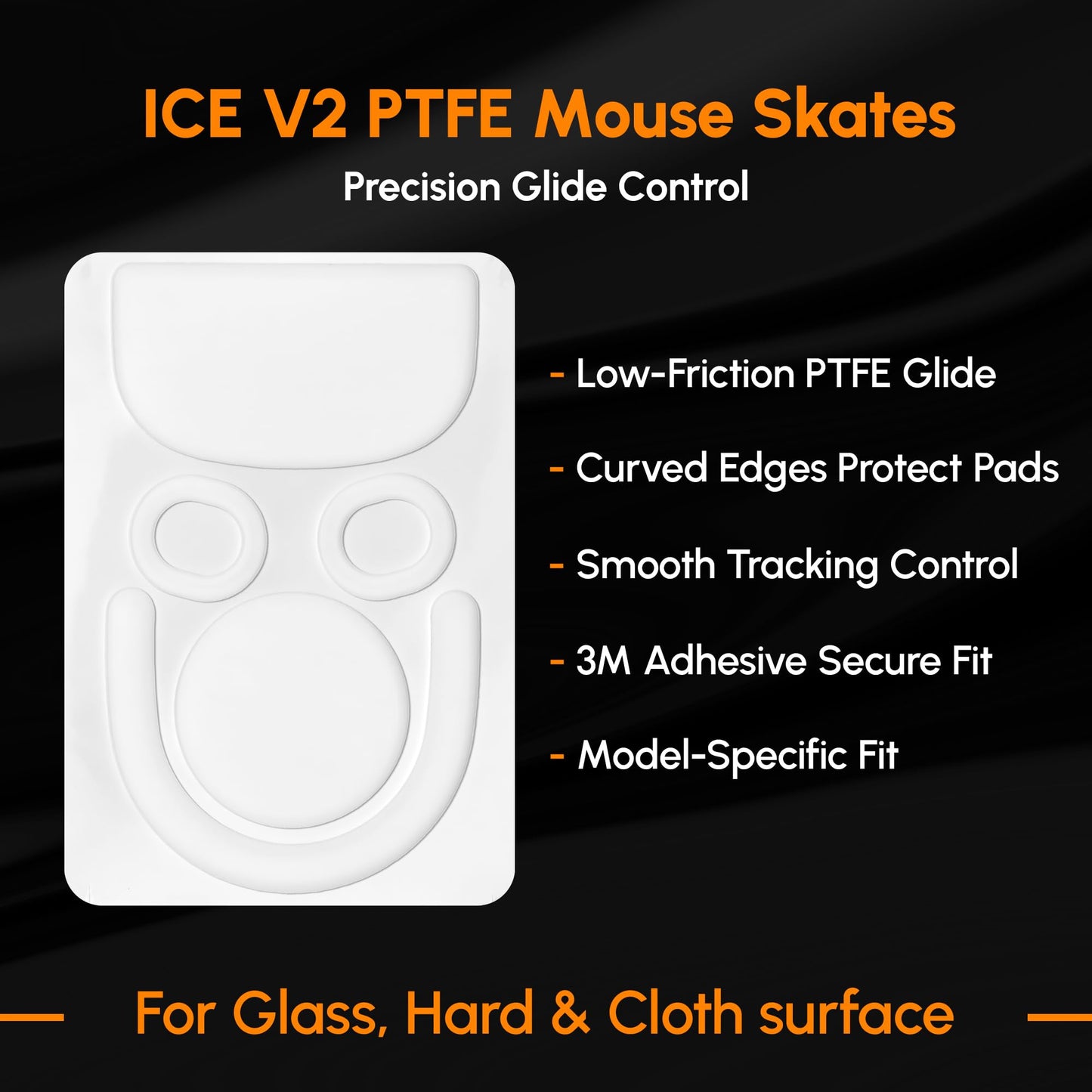 ESPTIGER ICE V2 Gaming Mouse Skates for Logitech G PRO X Superlight 2 - Smooth PTFE Replacement Feet, 2.5D Curved Edges, 3M Adhesive, White