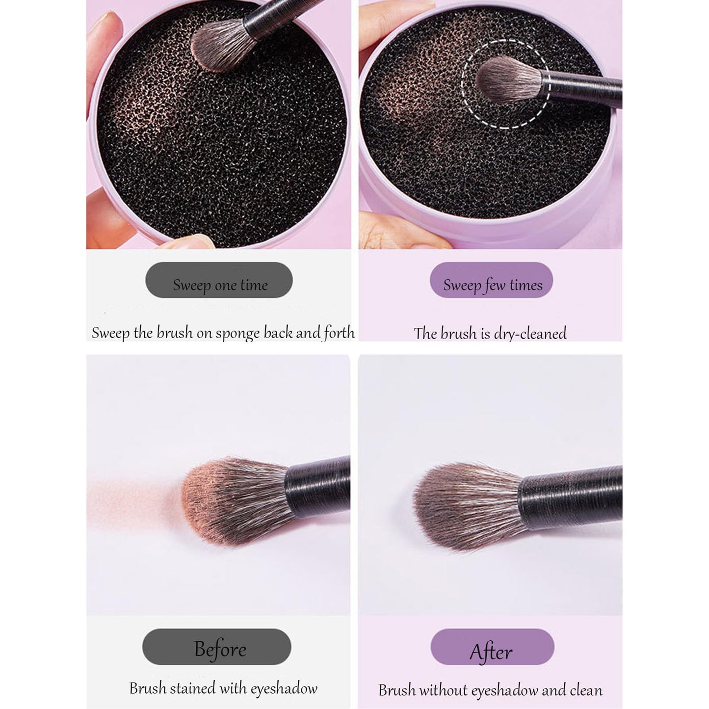 2 Pack Makeup Brush Cleaner Dry Sponge to Remove Eyeshadow Blush Powder Brush Color Change Clean Quickily and Easily Portable fo