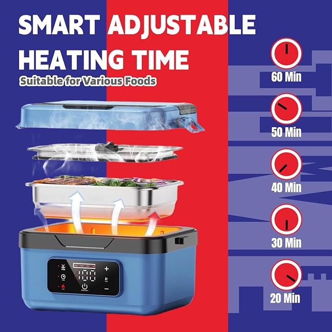 Cordless Electric Lunch Box, Heated Portable Food Warmer with 10000mAh Battery, 1L/1.5L Capacity, 3-Modes for Office Car Travel