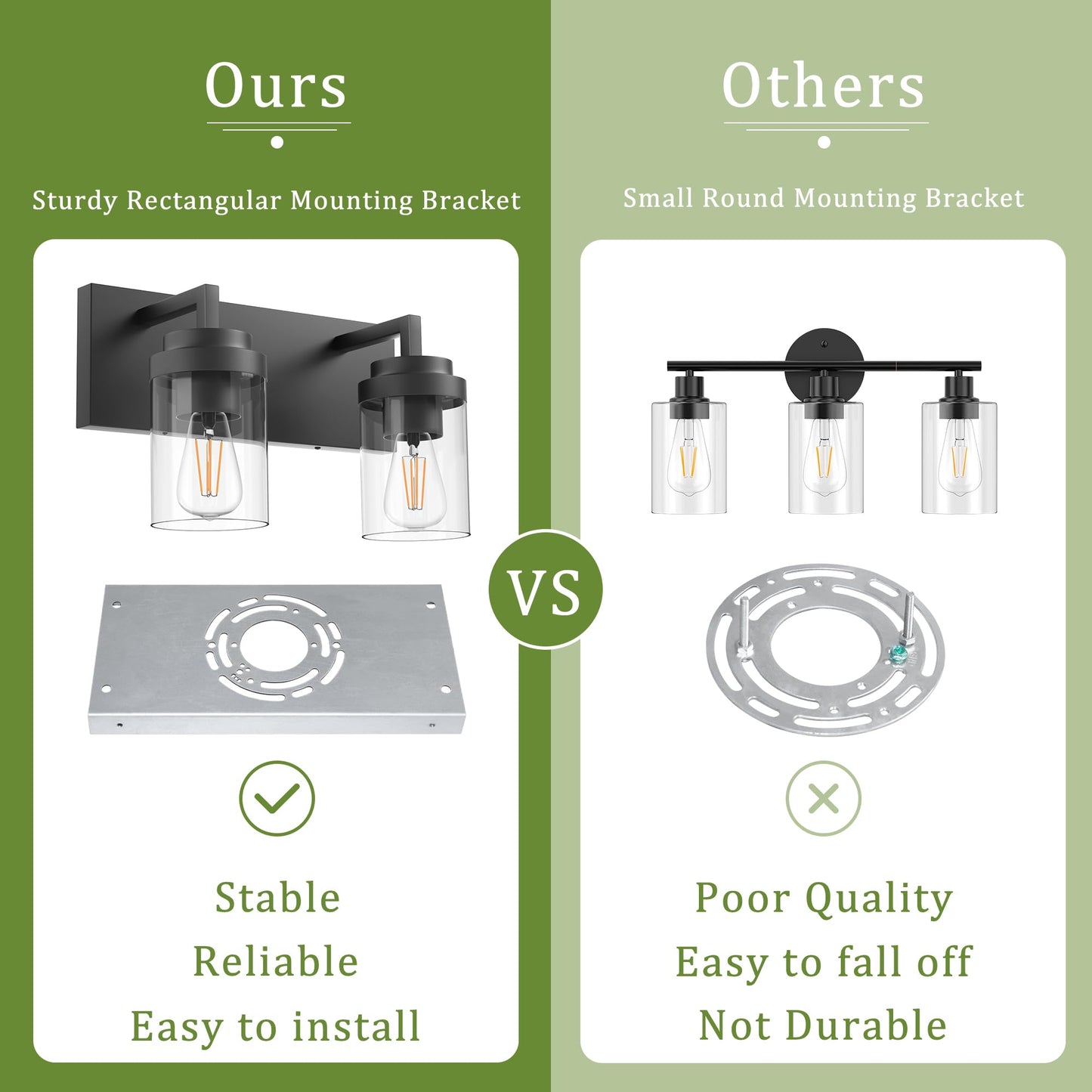 Espird Bathroom Vanity Fixtures  2 Light Matte Black Vanity Light With Clear Glass Shade  15In Farmhouse Wall Light  Lighting Fixture Over Mirror For Bathroom