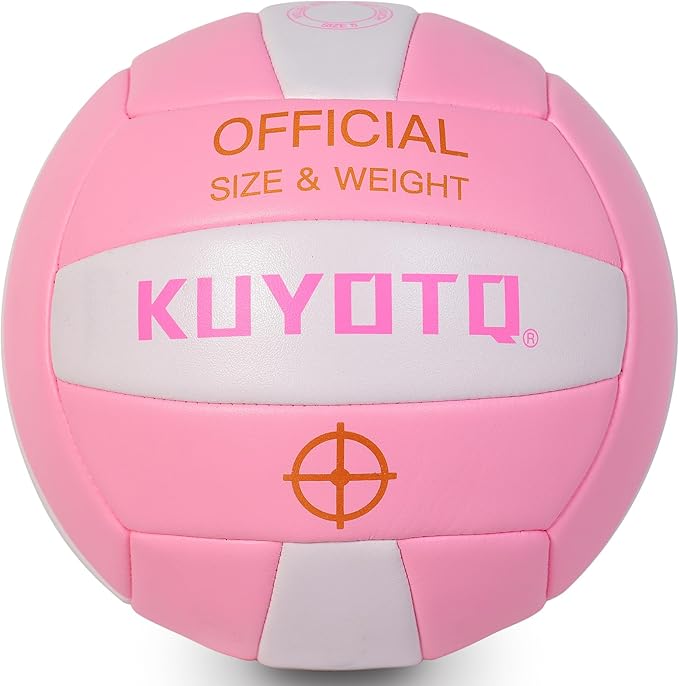 KUYOTQ Pink Outdoor Volleyball Official Size 5 Thickened Surface Soft Leather in&Outdoor Volleyball for Youth Adults,Beach...