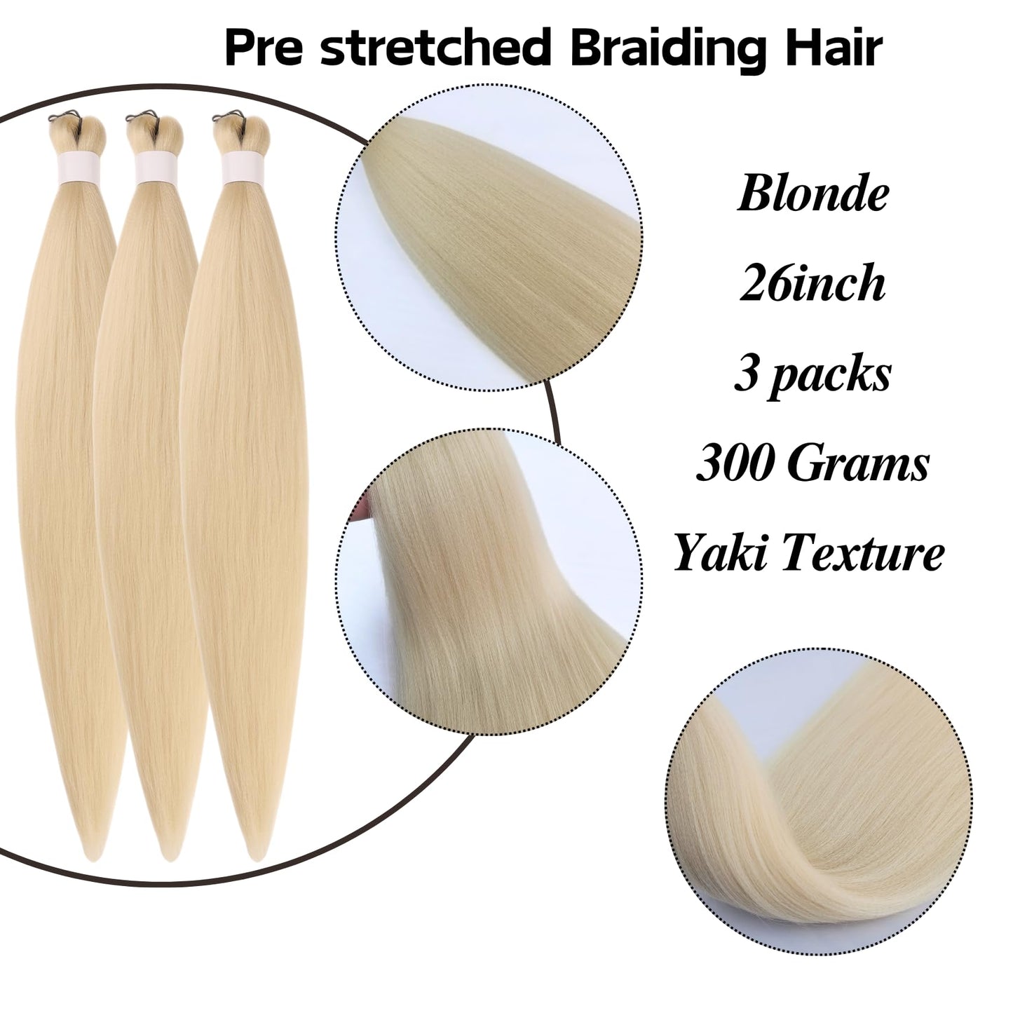 Blonde Braiding Hair for Boho Braids 4 Packs 26 Inch Pre Stretched Knotless Braiding Hair